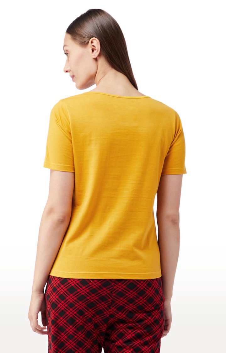 Women's Yellow Cotton Sleepwear T-Shirt