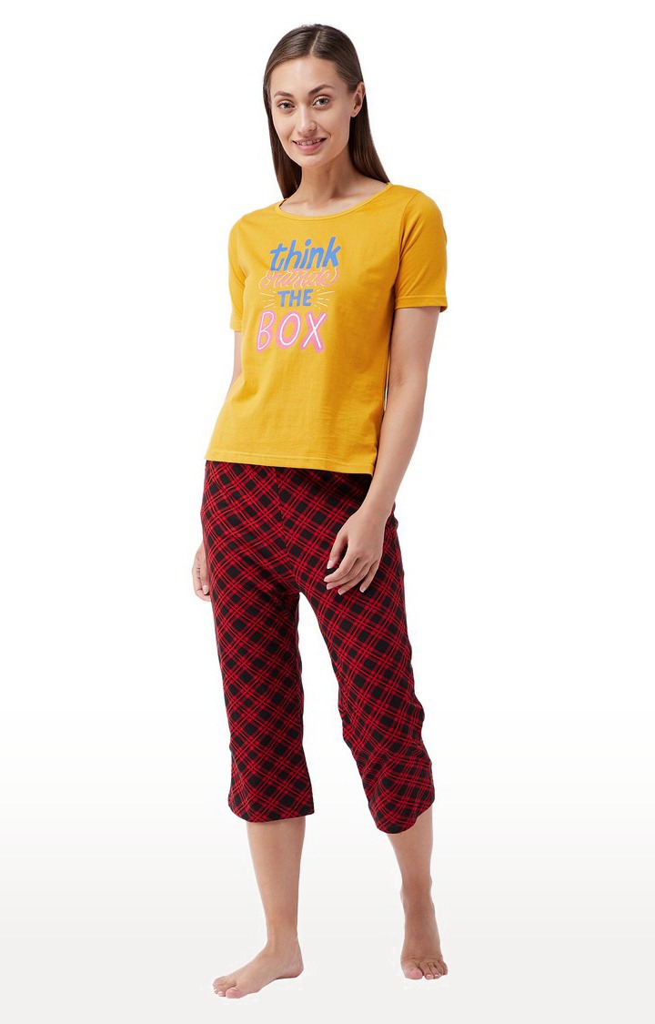 Women's Yellow Cotton Sleepwear T-Shirt