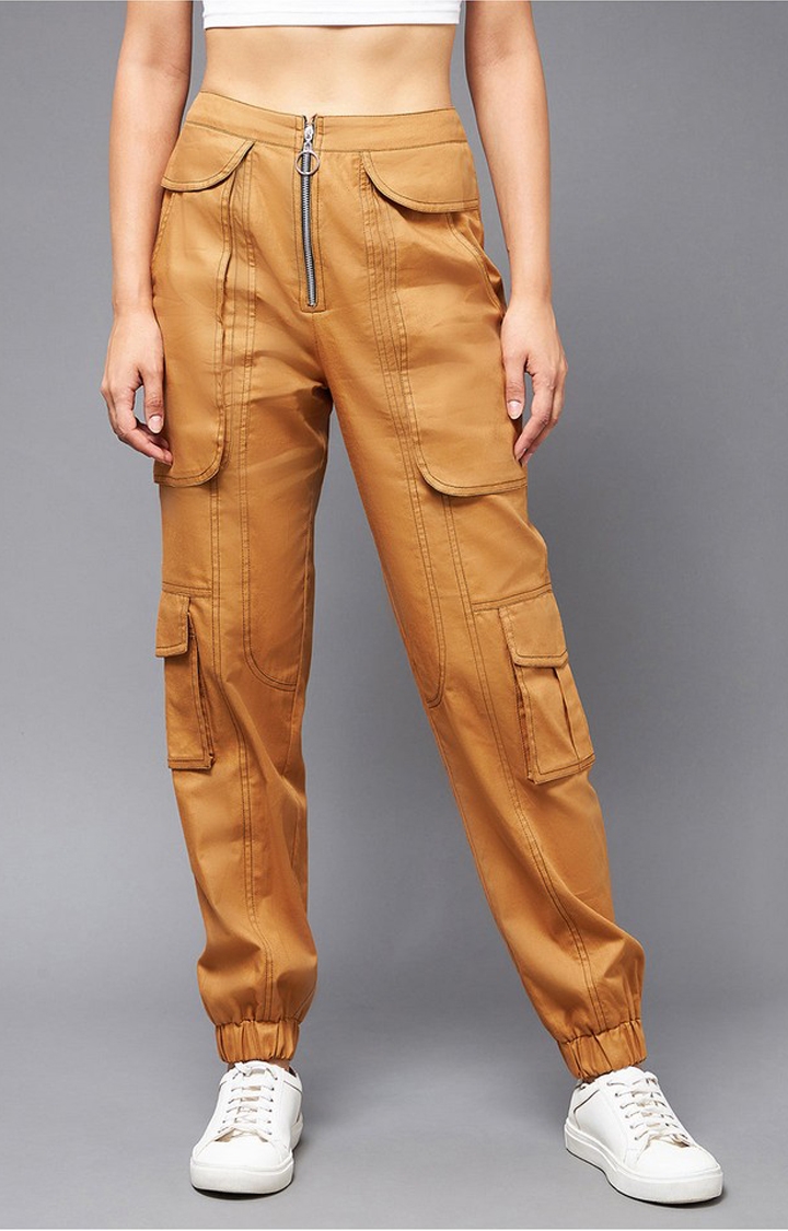 Women's Orange  Joggers Jeans