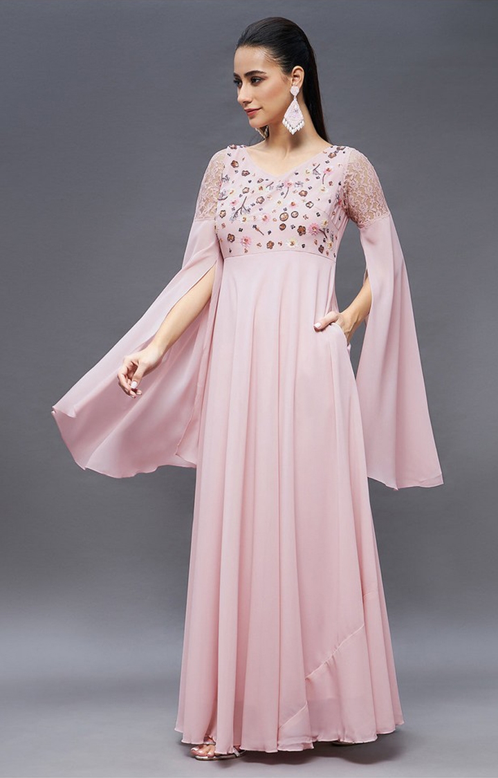 Women's Pink Polyester  Dresses