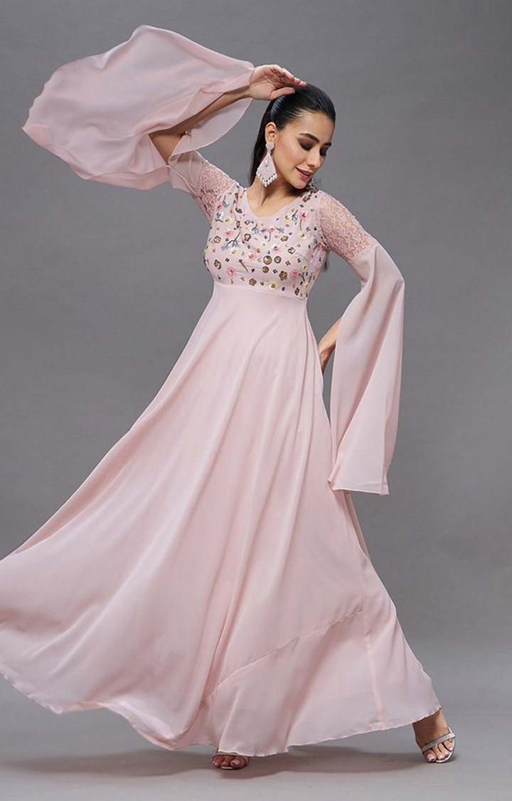 Women's Pink Polyester  Dresses