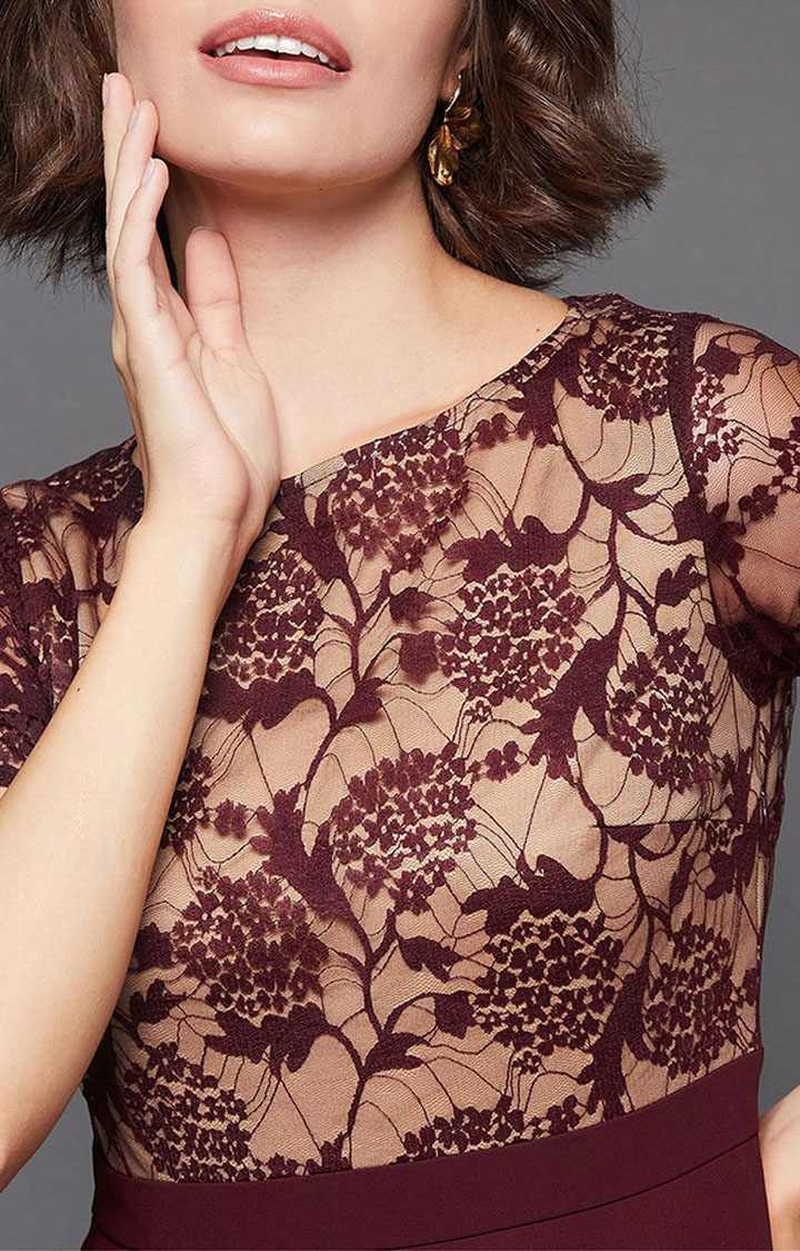 Women's Red Polyester  Dresses
