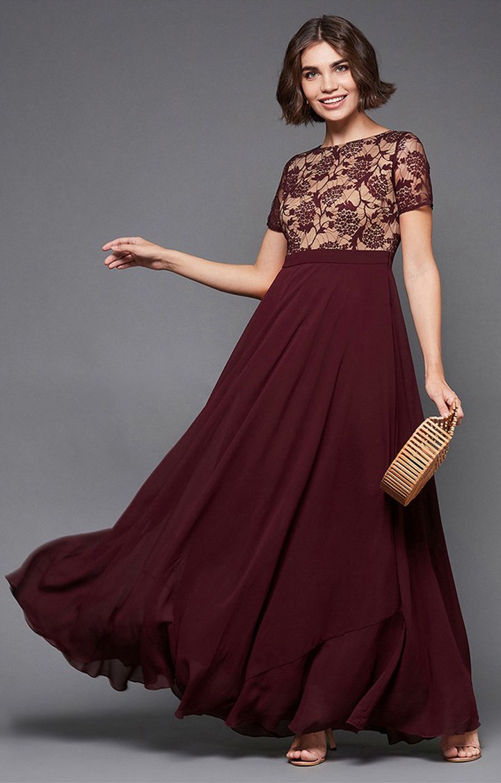 Women's Red Polyester  Dresses
