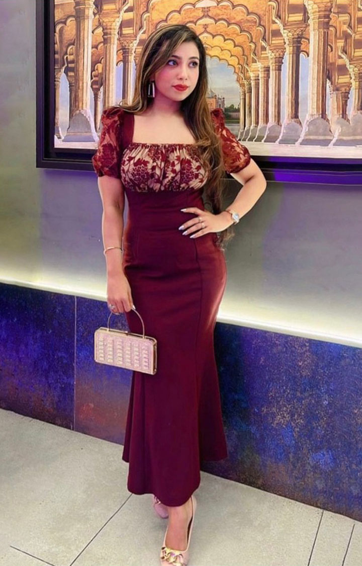 Women's Red Polyester  Dresses
