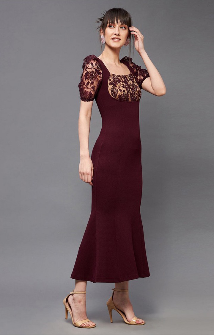 Women's Red Polyester  Dresses