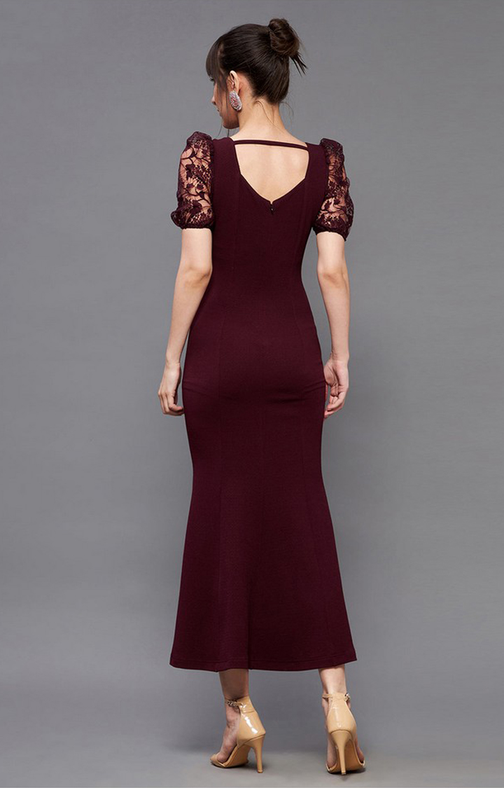 Women's Red Polyester  Dresses