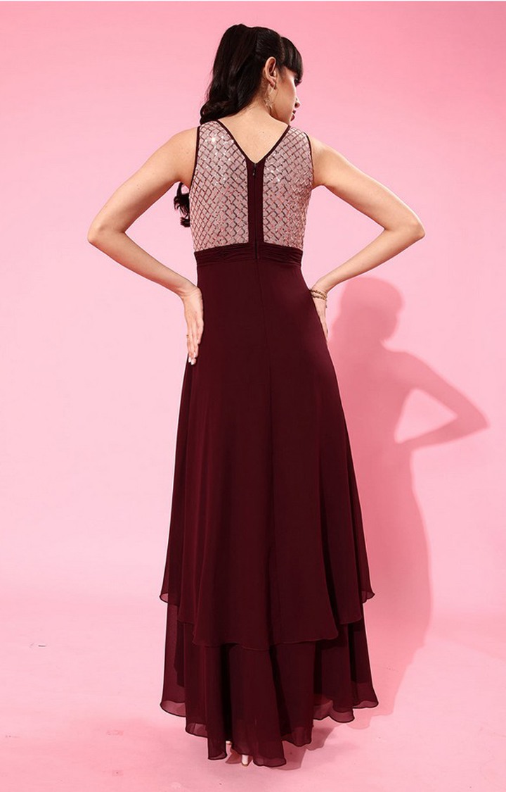 Women's Red Georgette  Dresses