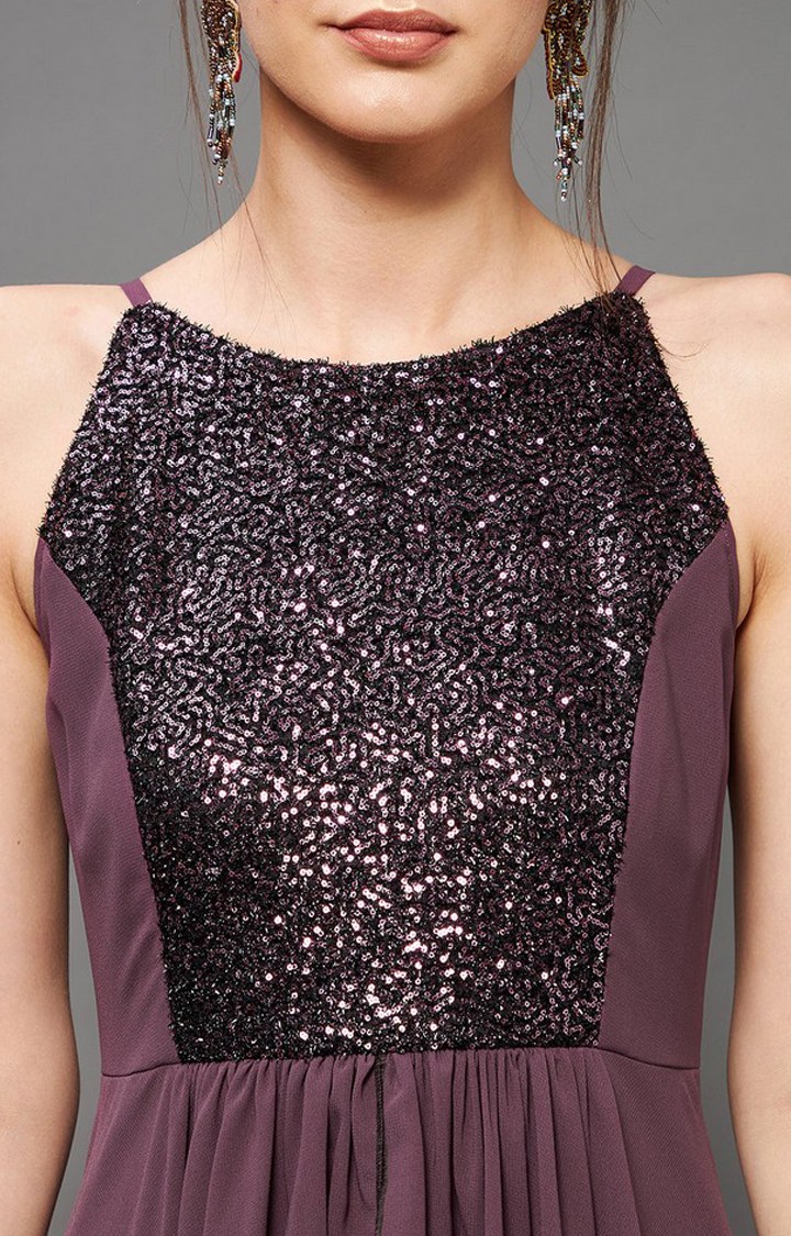 Women's Purple Georgette  Dresses