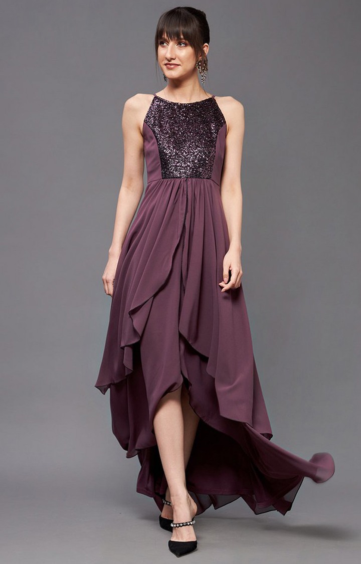 Women's Purple Georgette  Dresses
