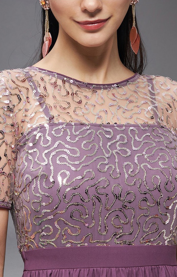 Women's Purple Polyester  Dresses