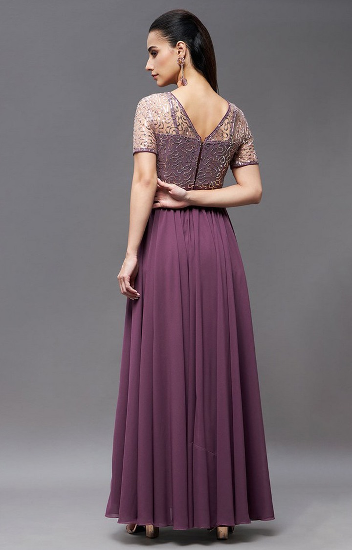 Women's Purple Polyester  Dresses