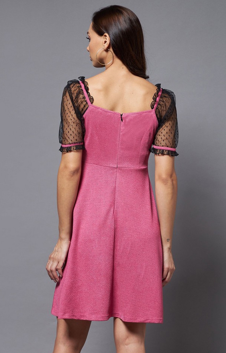 Women's Pink Polyester  Dresses