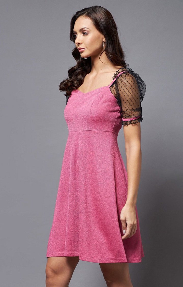 Women's Pink Polyester  Dresses