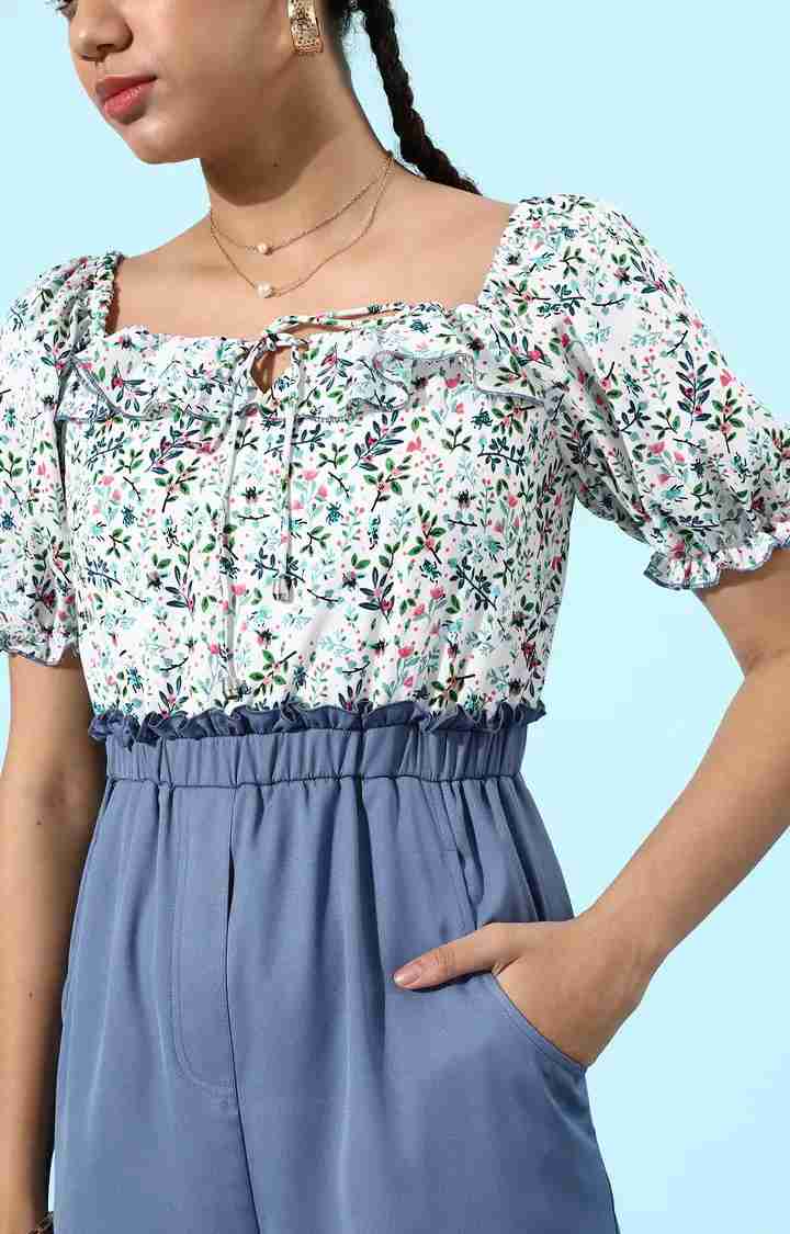Women's Multi Polyester FloralCasualwear Jumpsuits