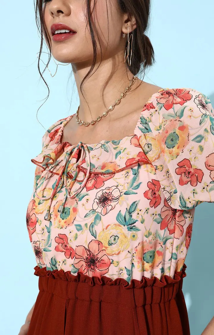 Women's Multi Polyester FloralCasualwear Jumpsuits