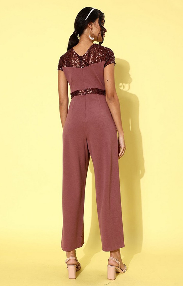 Women's Purple Polyester  Jumpsuits