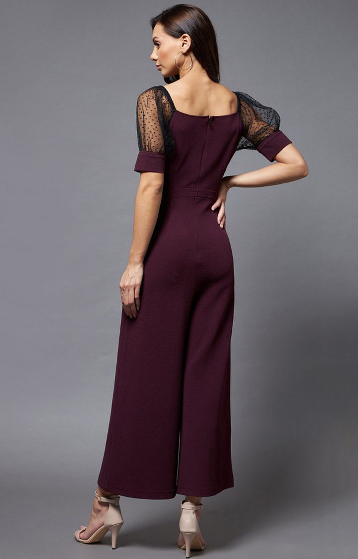 Women's Purple Polyester  Jumpsuits