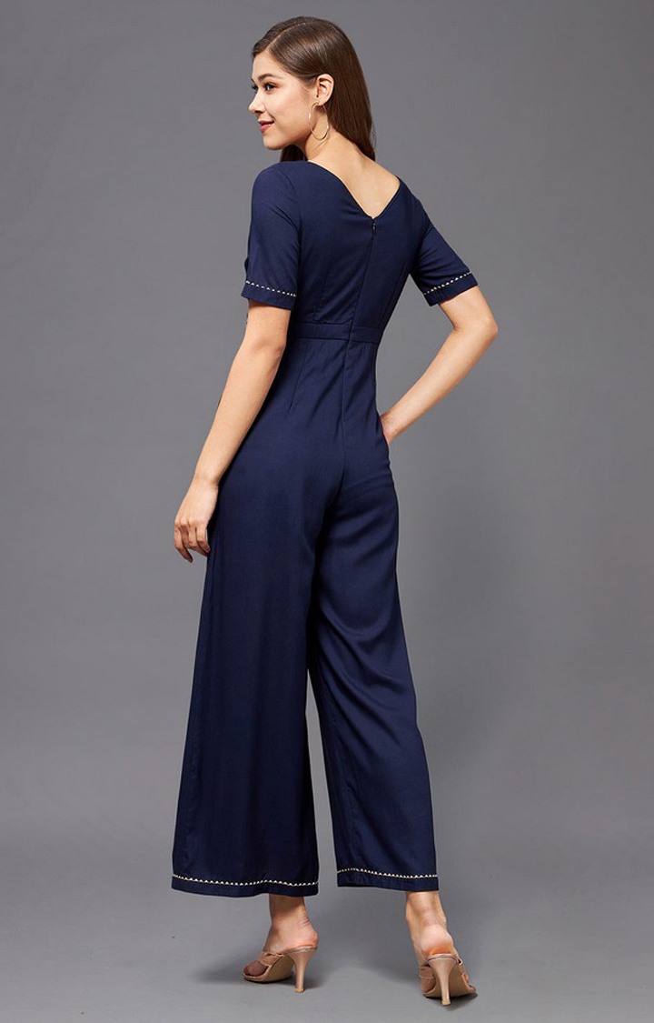 Women's Blue Viscose Rayon  Jumpsuits