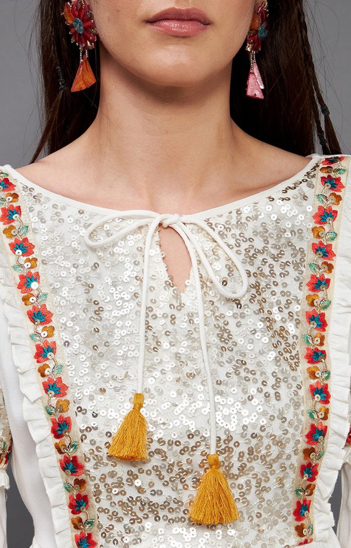 Women's White Viscose Rayon  Dresses