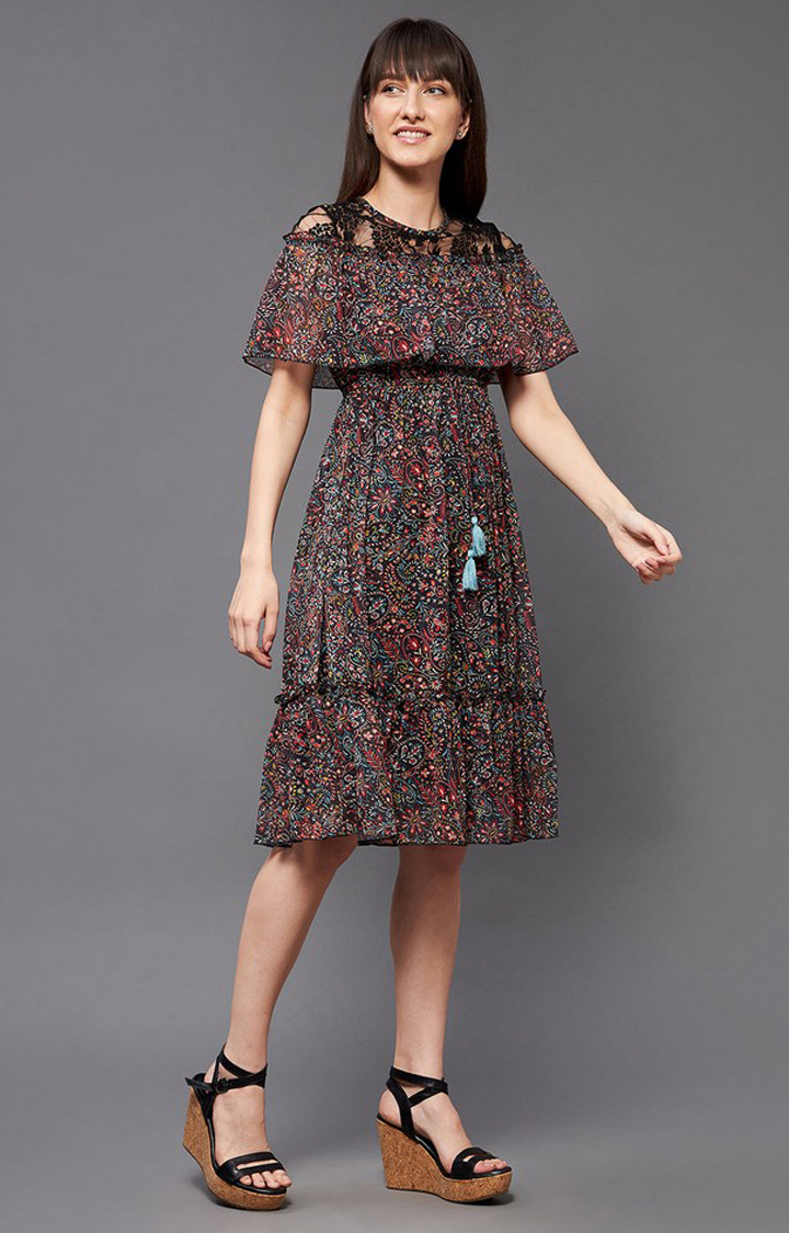 Women's Multi Polyester Casualwear Tiered Dress