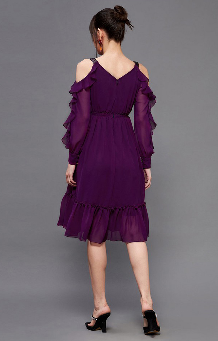 Women's Purple Polyester  Dresses