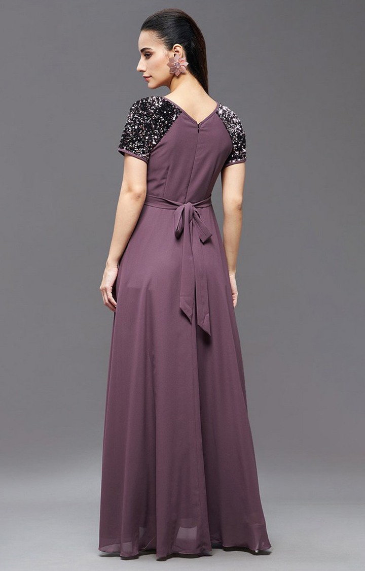 Women's Purple Polyester  Dresses