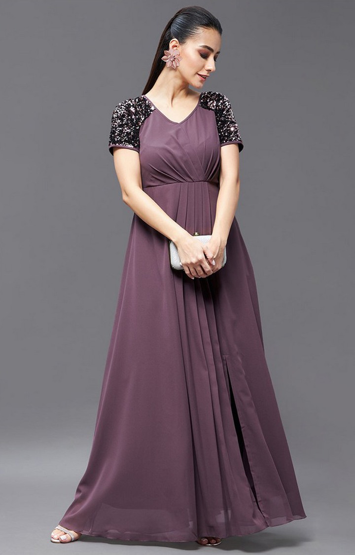 Women's Purple Polyester  Dresses