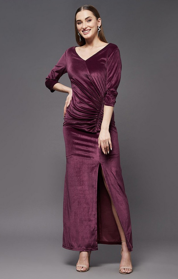 Women's Purple Velvet  Dresses