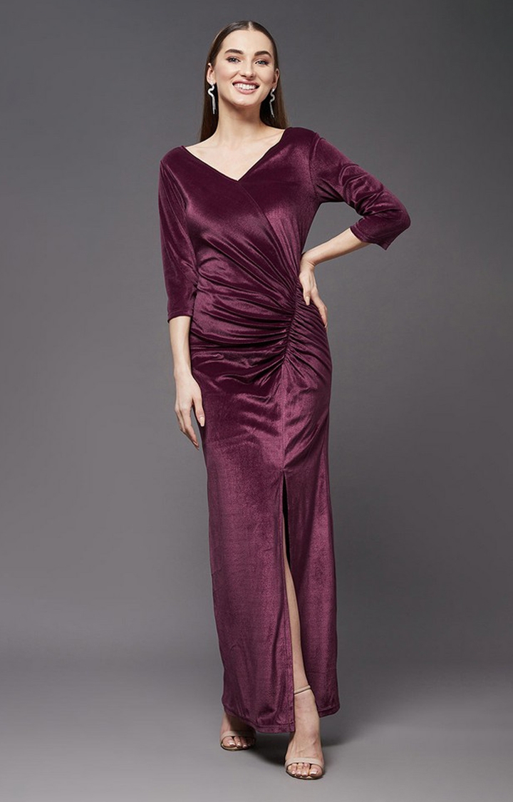 MISS CHASE | Women's Purple Velvet  Dresses