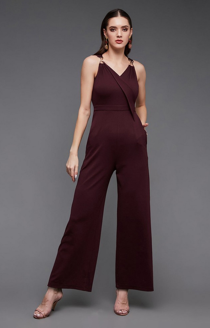 Women's White Polyester  Jumpsuits