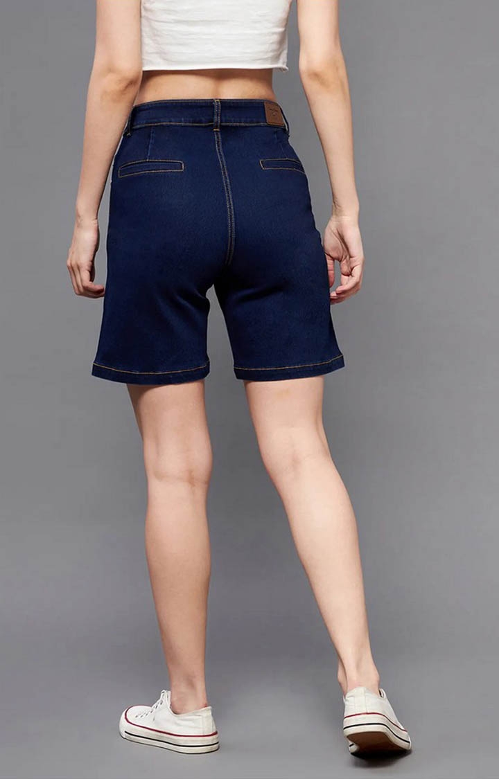 MISS CHASE | Women's Navy Solid Shorts 4