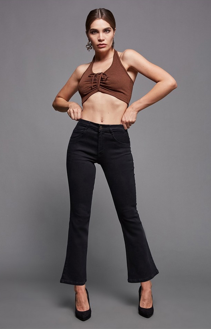 Women's Black Solid Bootcut Jeans