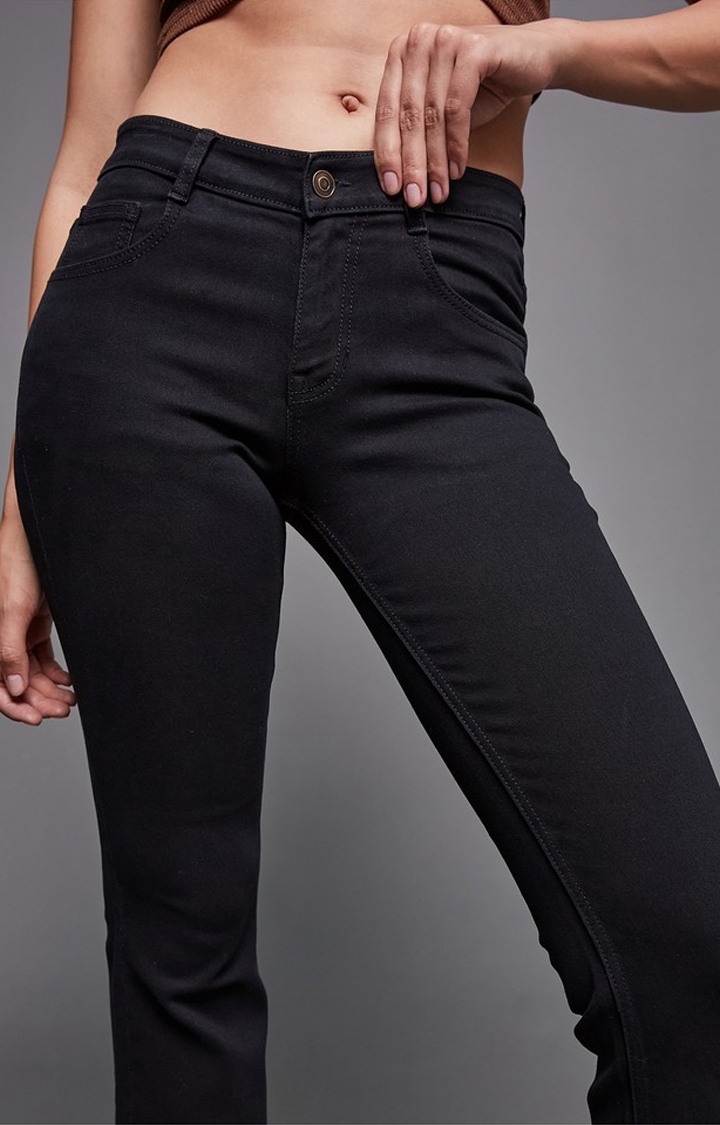 Women's Black Solid Bootcut Jeans