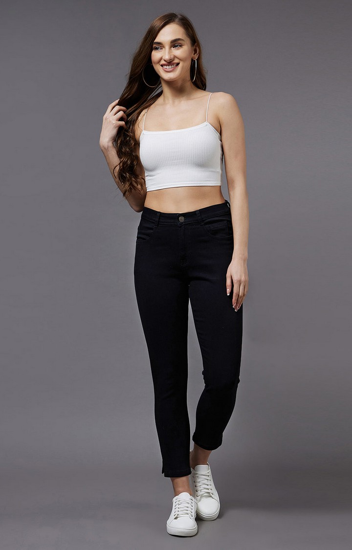 Women's Black Solid Skinny Jeans