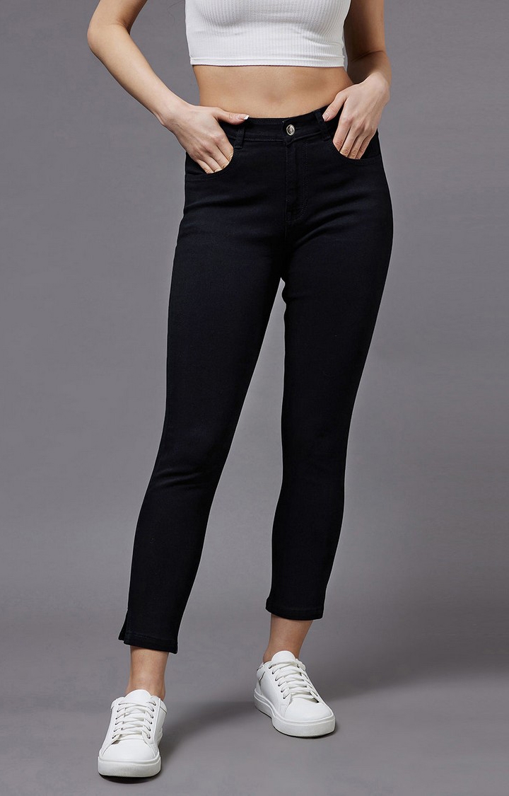 MISS CHASE | Women's Black Solid Skinny Jeans