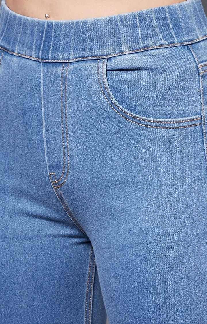 Women's Blue Solid Flared Jeans
