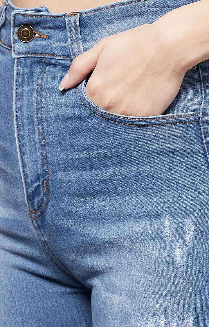 Women's Blue Solid Skinny Jeans