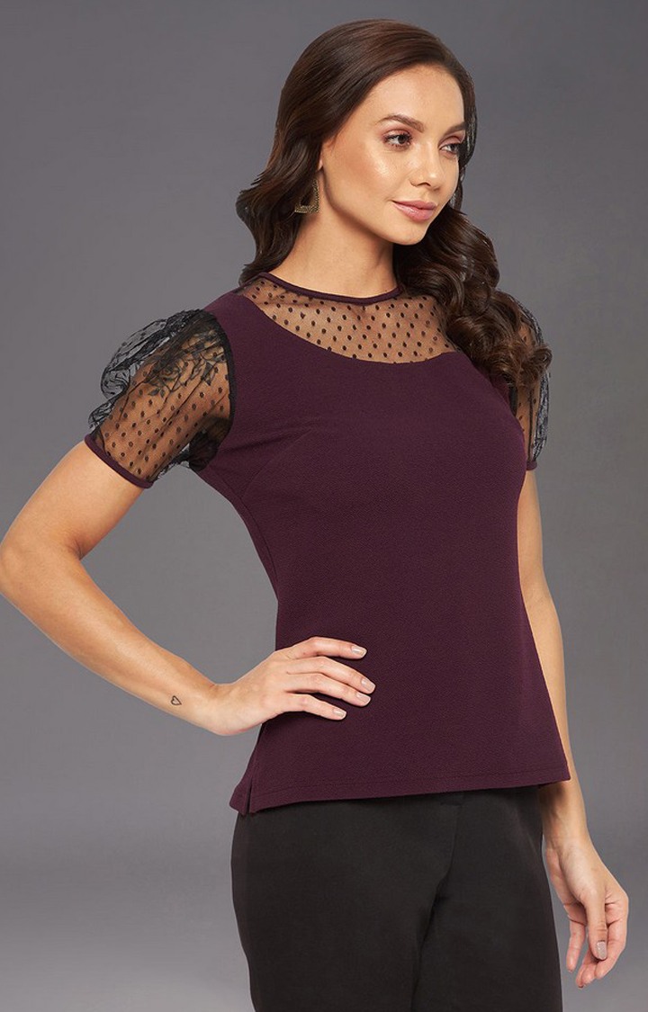 Women's Purple Polyester  Tops