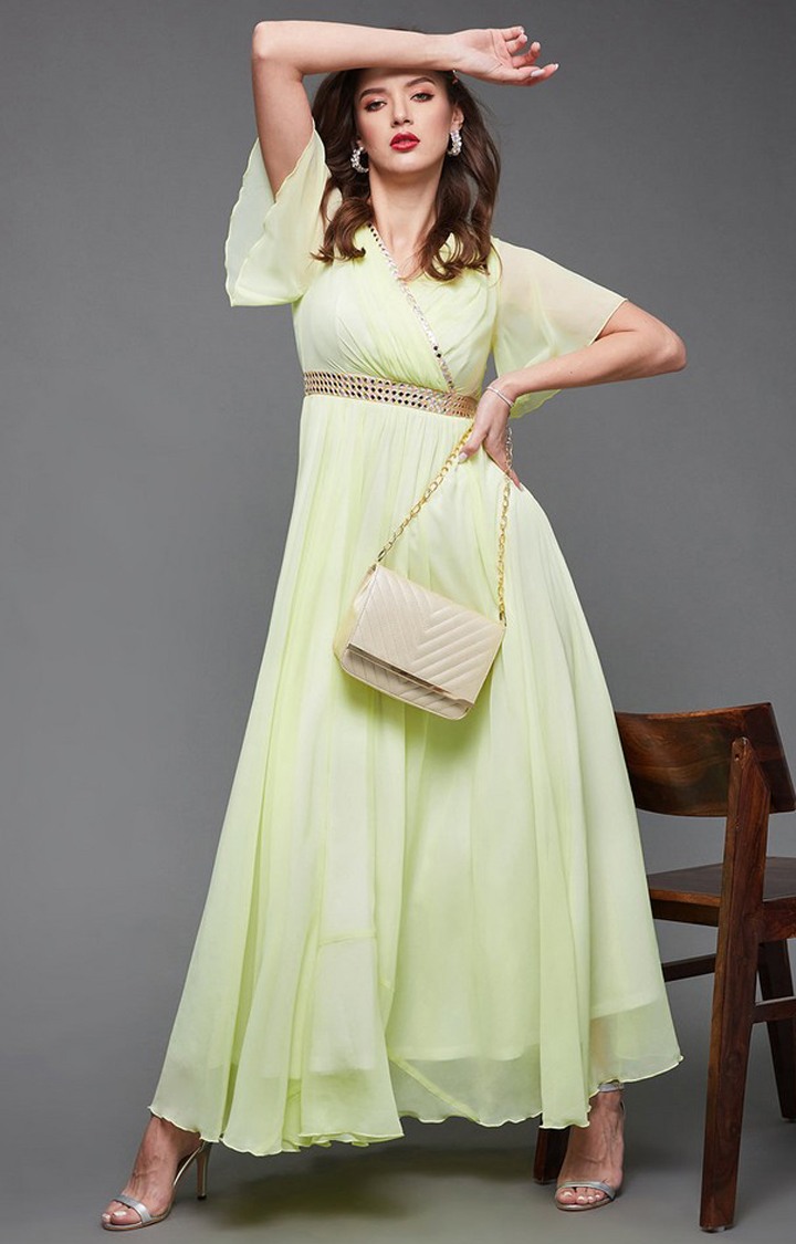 Women's Yellow Georgette  Dresses
