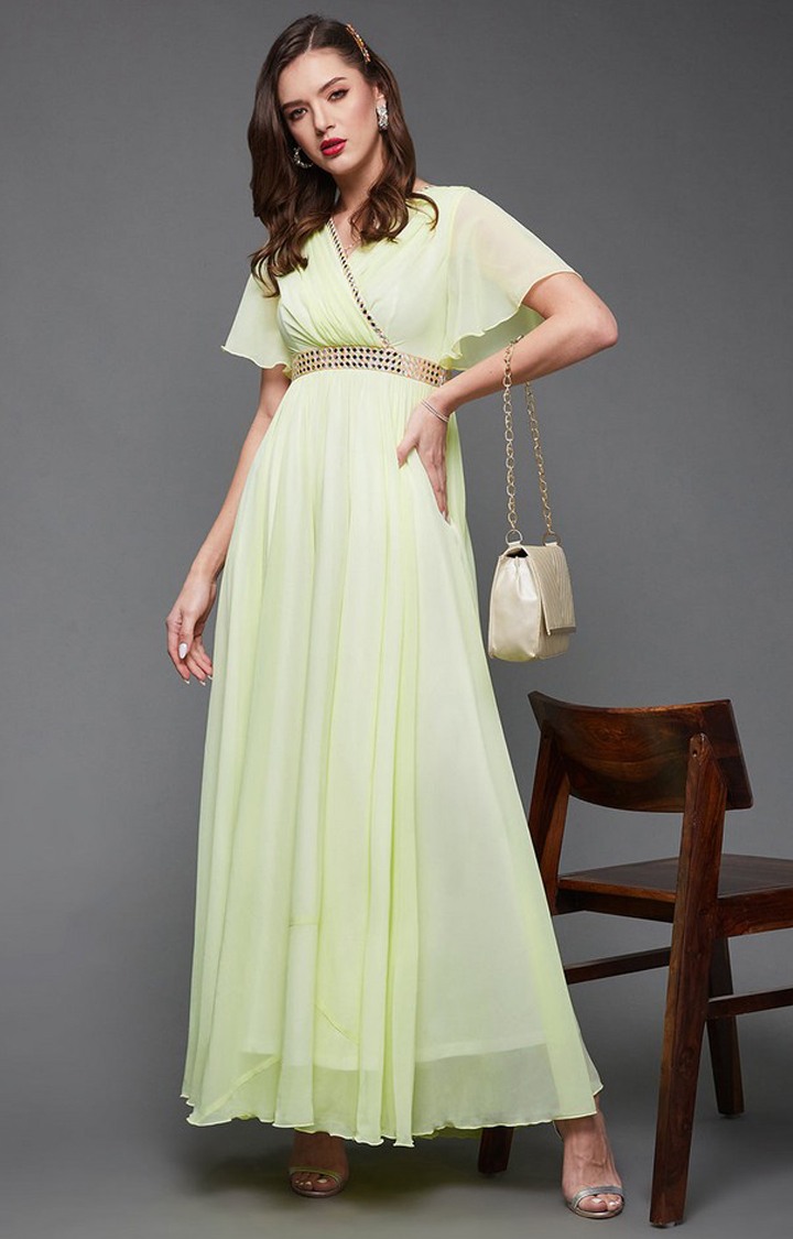 Women's Yellow Georgette  Dresses