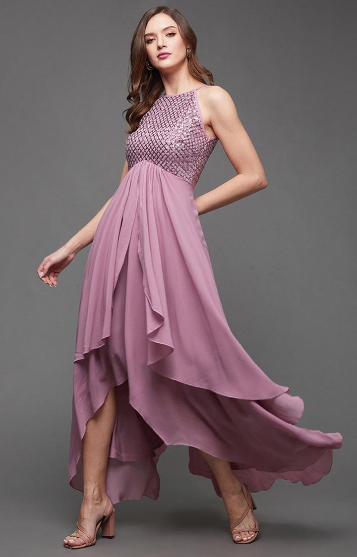 Women's Purple Georgette  Dresses
