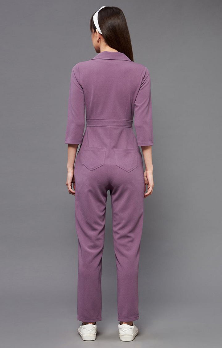 Women's Purple Polyester  Jumpsuits