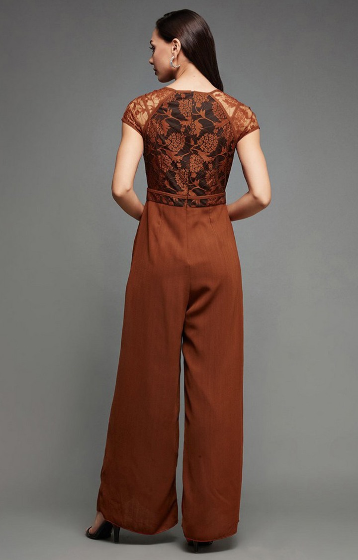 Women's Orange Crepe  Jumpsuits