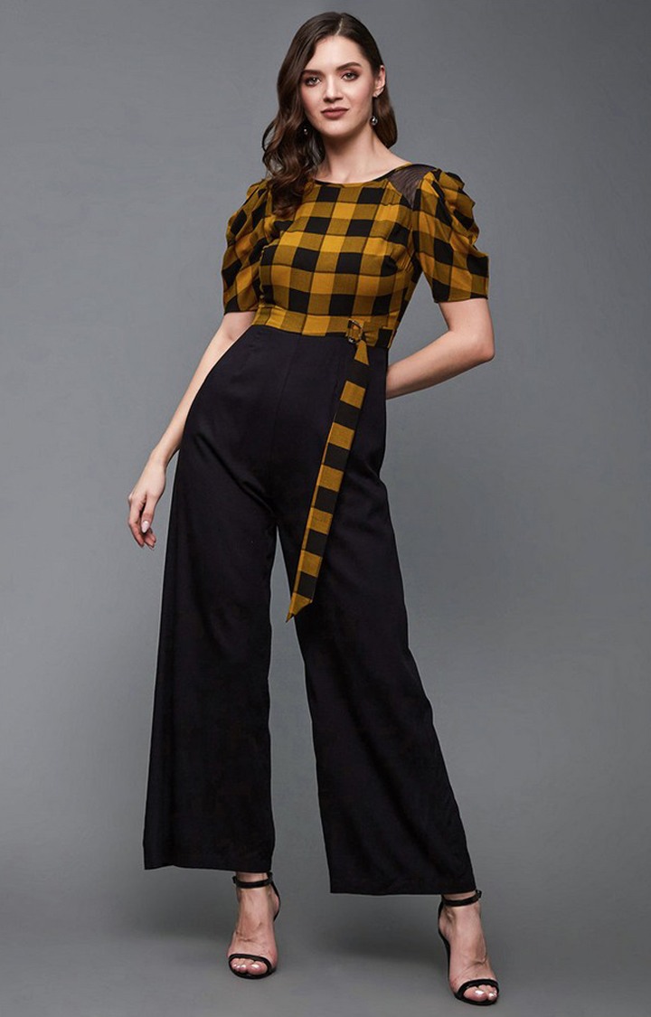 Women's Black Viscose Rayon  Jumpsuits