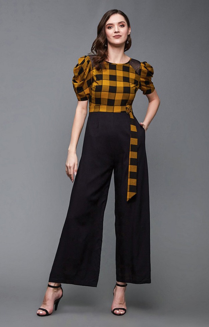 Women's Black Viscose Rayon  Jumpsuits