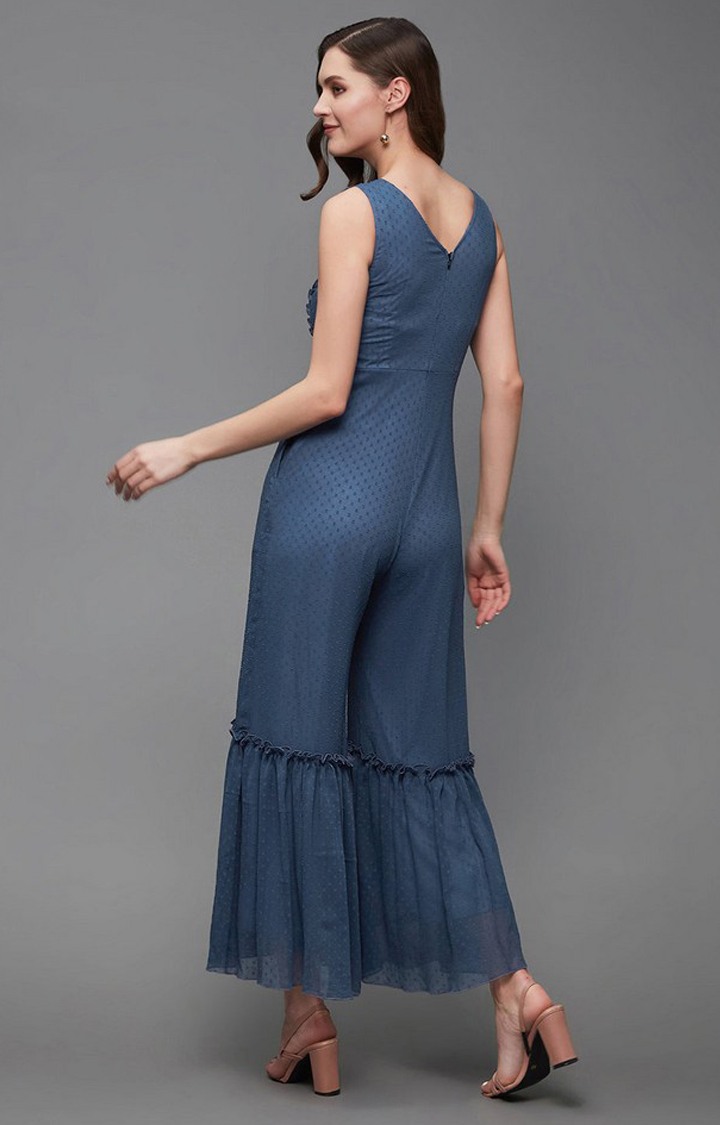 Women's Blue Chiffon  Jumpsuits