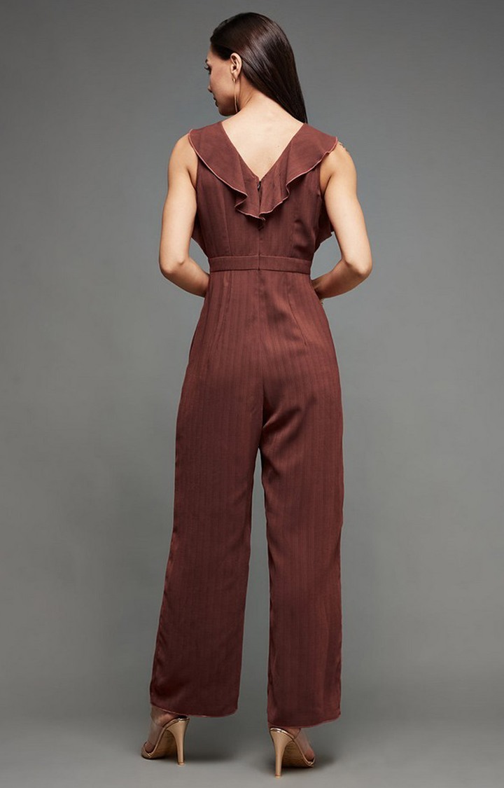 Women's Orange Crepe  Jumpsuits