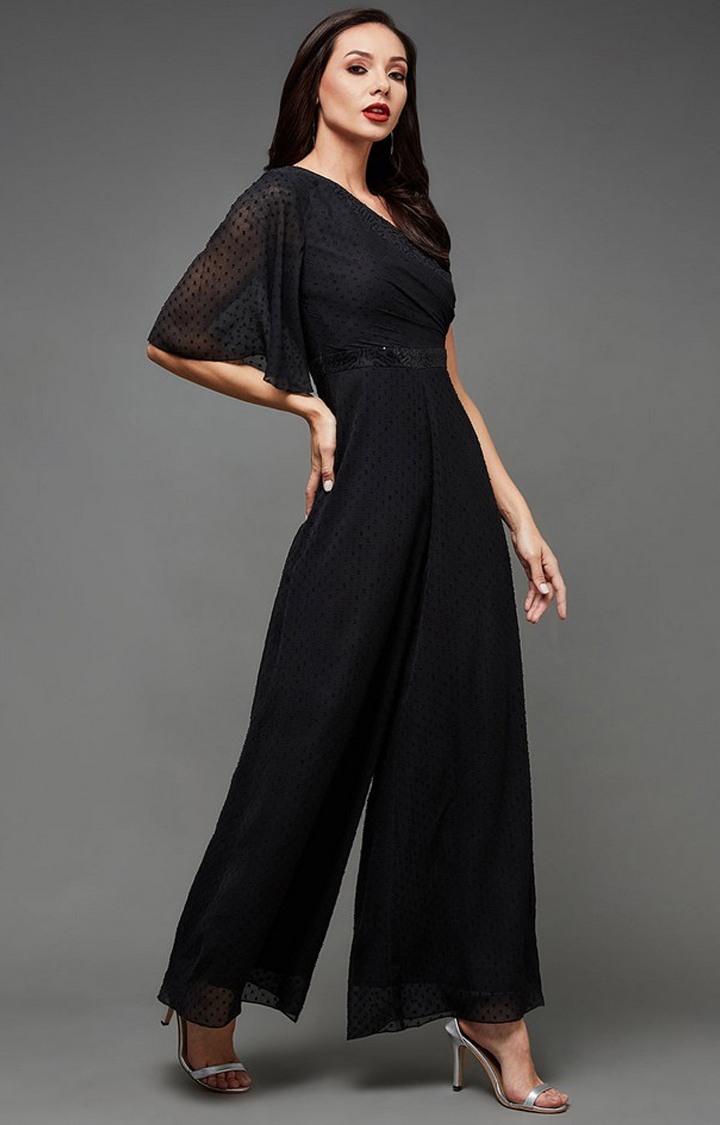 Women's Black Chiffon  Jumpsuits