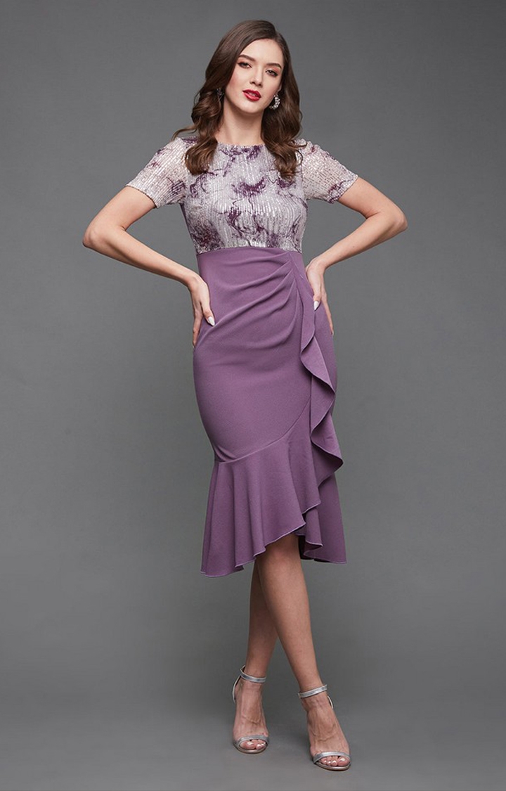Women's Purple Polyester  Dresses