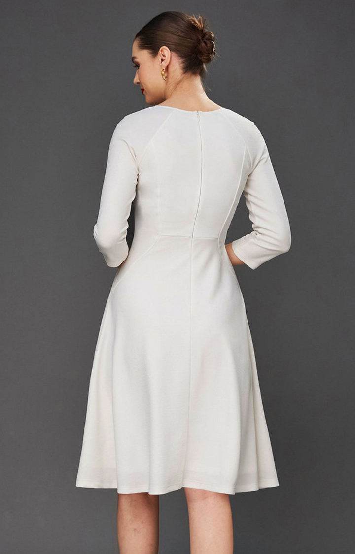 Women's White Polyester  Dresses